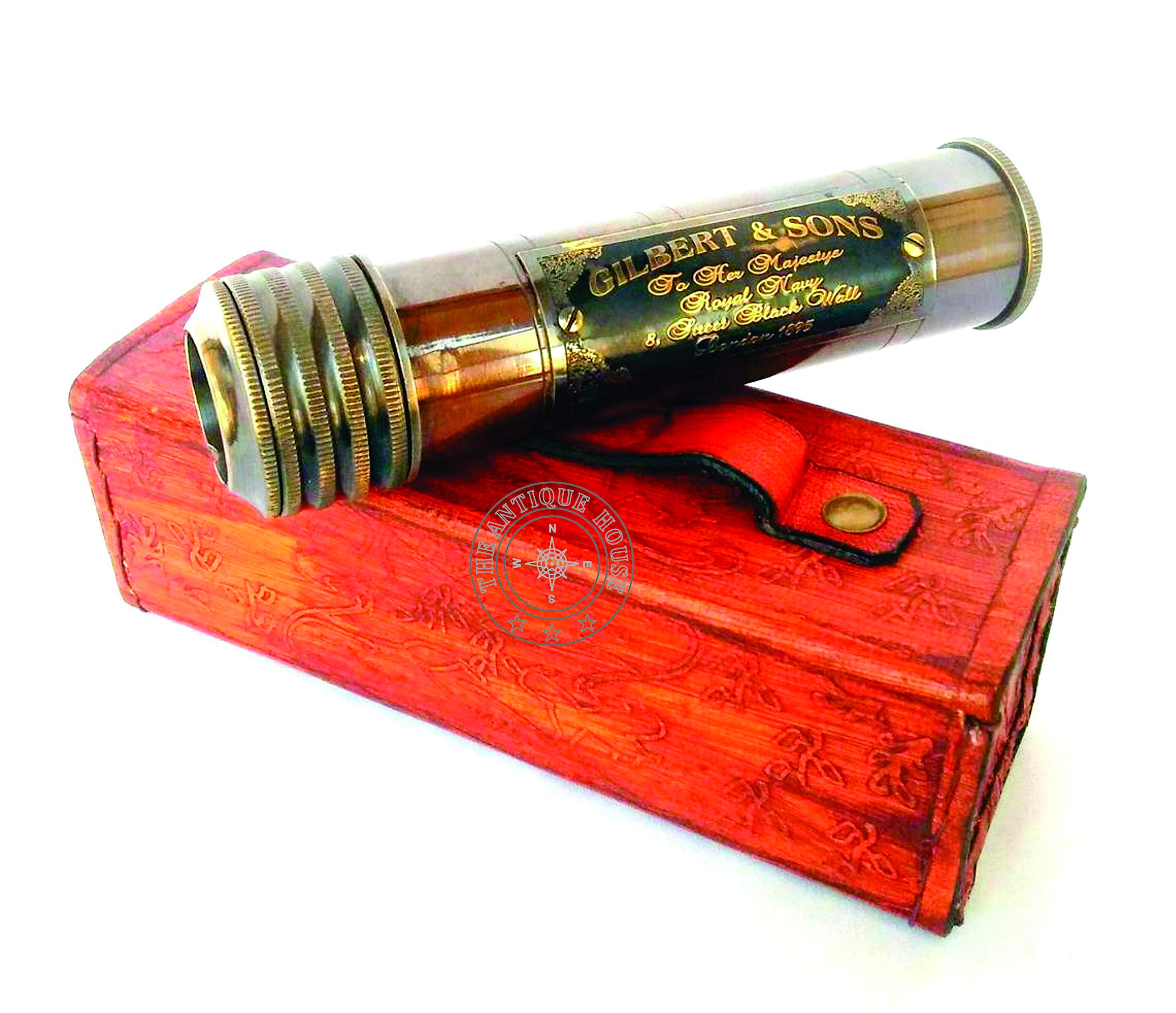 THE ANTIQUE HOUSE Nautical Brass Kaleidoscope with Safety Leather Case Handmade Kaleidoscope Birthday Gift Unique Graduation Gift