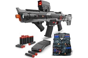 SOFITEN Electric Toy Gun Foam Dart Automatic Blaster Sniper Rifle with Tactical Vest, Adjustable Scope, Two Shooting Modes, Birthday for Kids Boys Adults