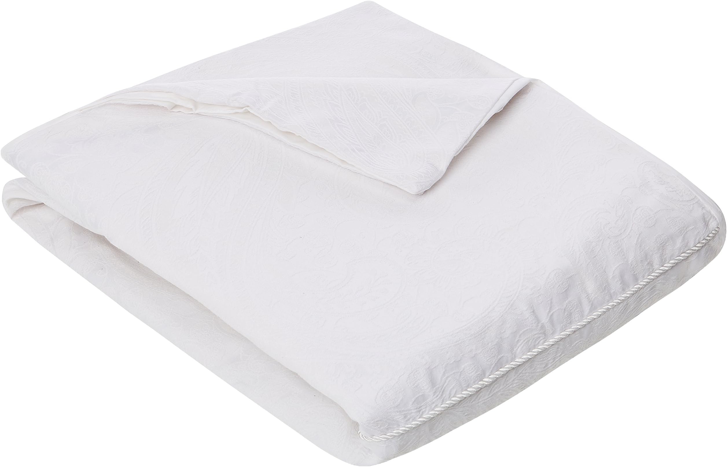 Julian Charles Paisley Luxury Jacquard Single Duvet Cover, Cotton, White