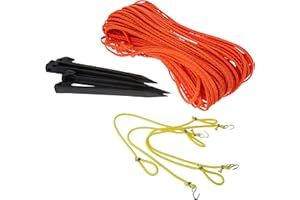 Park & Sun Sports Outdoor Volleyball Boundary Poly Cord Rope with Ground Stakes: 1/4" Wide Court Line Marker, Orange, Blue