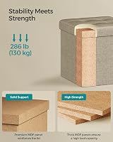 SONGMICS Storage Ottoman Foldable Foot Rest 30x30 cm Camel Brown LSF028K51 view 4