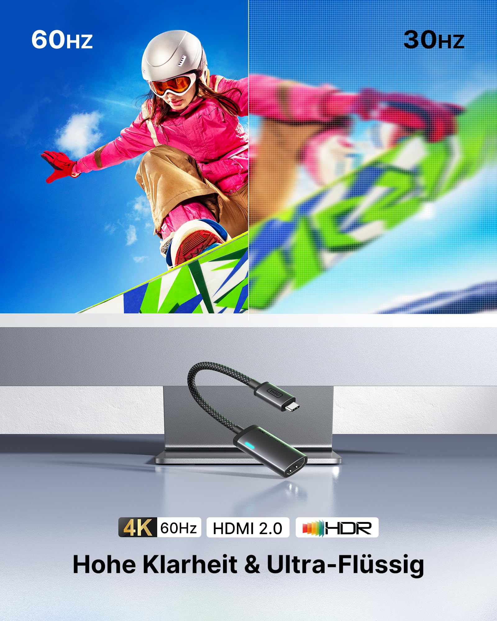 INIU USB C auf HDMI Adapter 4K@60Hz, USB Typ-C auf HDMI Adapter Ladegerät für MacBook Pro Air, iPad Pro, iPhone 17 16 15 Pro Max, Pixelbook, Pixel 10 9, Surface Pro, Dell, XPS, Samsung 25 24 Ultra etc 3