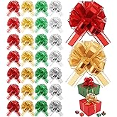 Juexica 30 Pcs Large Christmas Pull Bows for Gift Wrapping 6 Inch Waterproof Ribbon Bow for for Valentine Xmas Wrapping Boxes Gift Decorations(Mixed Color)