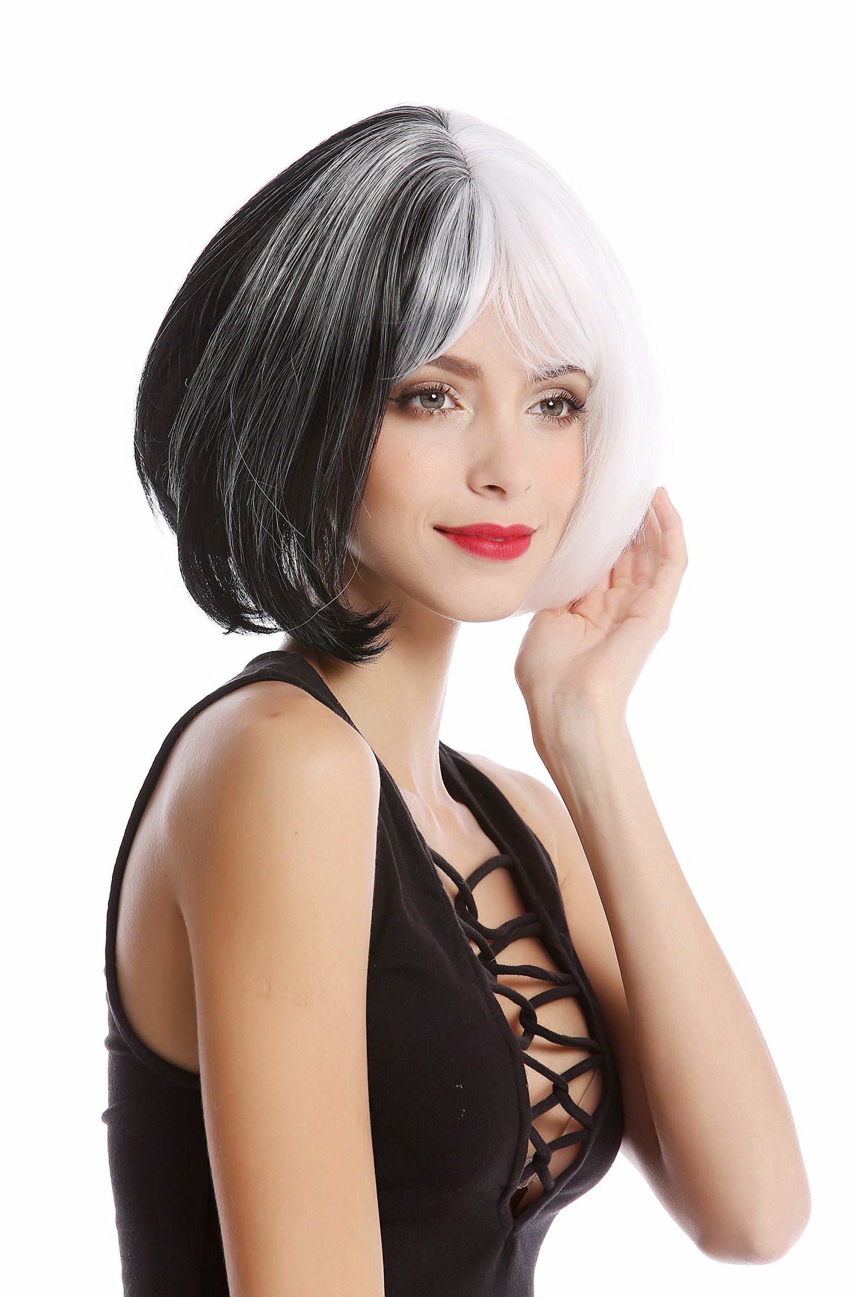 WIG ME UP - GF-W2289-1+1001 Lady Quality Wig Bob Cosplay split vertical black & white half