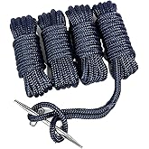 TUNORD 1/2” x 15' Marine-Grade Double-Braided Dock Line with 12” Eyelet.Hi-Performance Boat Rope Mooring Rope Dock Line (4 Pack, Navy Blue)
