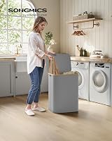 SONGMICS 130L 2-Section Laundry Hamper with Lid Dove Grey LCB513G01 view 2