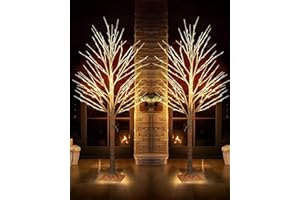 TW SHINE 2Pack Lighted Birch Tree, 6 FT Total 288LED Pre-lit Artificial Christmas Trees for Thanksgiving Christmas Decorations Indoor Home Bedroom Outdoor Festival Wedding Party, Warm White