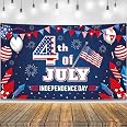 YQUQWN Extra Large 4th Of July Banner – 72x44 Inch Patriotic Backdrop For Independence Day Party Decor