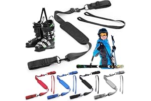 Hollowfly Ski Strap and Pole Carrier Downhill Adjustable Anti Slip Shoulder Belt for Outdoor Winter Sport