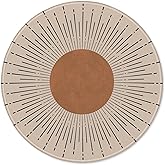 ZNGFON Beige Retro Boho Sun Sunrise Sunset Sunshine Round Gaming Mouse Pad, Bohemia Round Mousepads for Desk Home Office Computers Laptop Accessories, Boho Lovers Gifts, 7.9x7.9 Inch