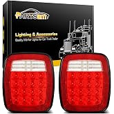 Partsam Pair 38 LED Universal Tail Brake Turn Stop License Back up Reverse Lights Rear Combination for Wrangler YJ TJ CJ Truck Trailer Boat RV,12V Stud Mounted Lamps Waterproof,Pack of 2