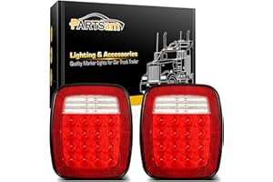 Partsam Pair 38 LED Universal Tail Brake Turn Stop License Back up Reverse Lights Rear Combination for Wrangler YJ TJ CJ Truck Trailer Boat RV,12V Stud Mounted Lamps Waterproof,Pack of 2