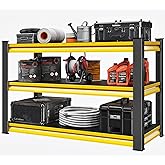 Rufokisa 48" W Garage Shelving Heavy Duty, 1650LBS Loads Adjustable Garage Storage Shelves,3-Tier Metal Storage Racks and Shelving Units, Utility Rack Shelves,48" W x 18" D x 39" H,Yellow