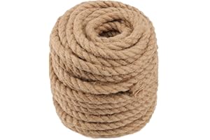 100 Feet 1/2 Inch Thick Natural Jute Rope, 12mm x 30m Strong Hemp Rope, Thick Twine Rope for Gardening