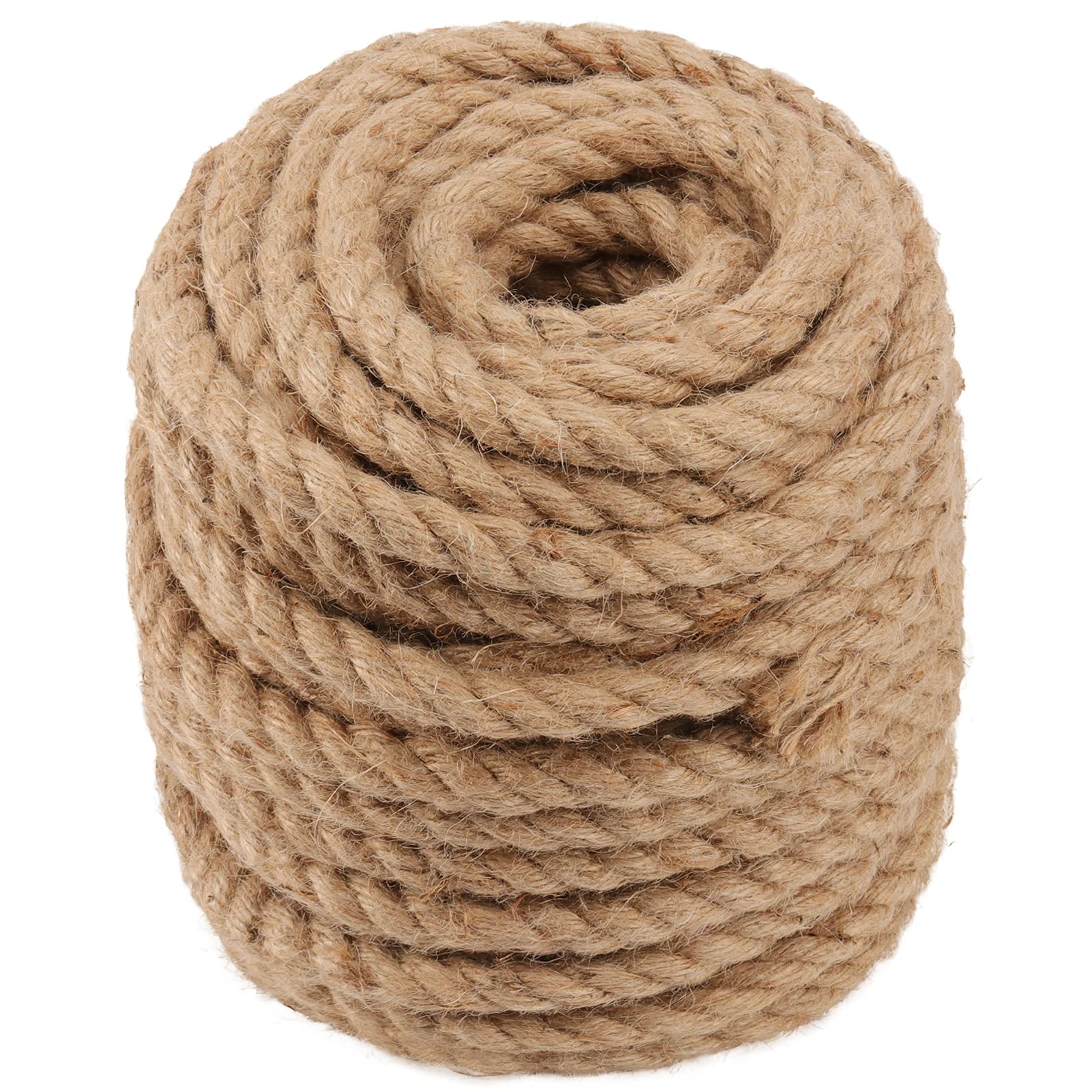 Photo 1 of 75 Feet 1/2 Inch Thick Natural Jute Rope, 12mm x 30m Strong Hemp Rope, Thick Twine Rope for Gardening
