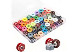 FUCEURY 48 Pcs Bobbins Sewing Threads Assorted Colors Embroidery Thread Pre-Wound Bobbins Set for Babylock Singer Janome Brother Sewing Machine (Colorful)