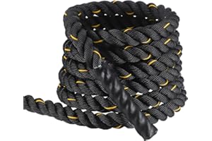 MECCANIXITY Battle Rope 20ft x 1.5 Inch Polyester Workout Rope Heavy Fitness Exercise Rope for Strength Training Home Gym Mus