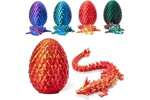 Addcean 3D Printed Dragon in Egg, Full Articulated Dragon Crystal Dragon with Dragon Egg, Home Office Decor Executive Desk Toys, Adults Fidget Toys for Autism/ADHD (Laser Red, 12")