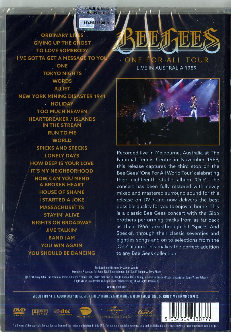 Bee Gees One For All Tour Live In Australia 1989 Amazon De Dvd Blu Ray See more of all tour on facebook. bee gees one for all tour live in