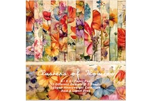 EAMOTOL Vintage Floral Scrapbook Paper Pad, 24 Sheets 6''x 6'' Flowers Patterned Designed Decorative Decoupage for Wedding Folded Card Material Gift Wrapping Planners Journals DIY Crafts Photo Album