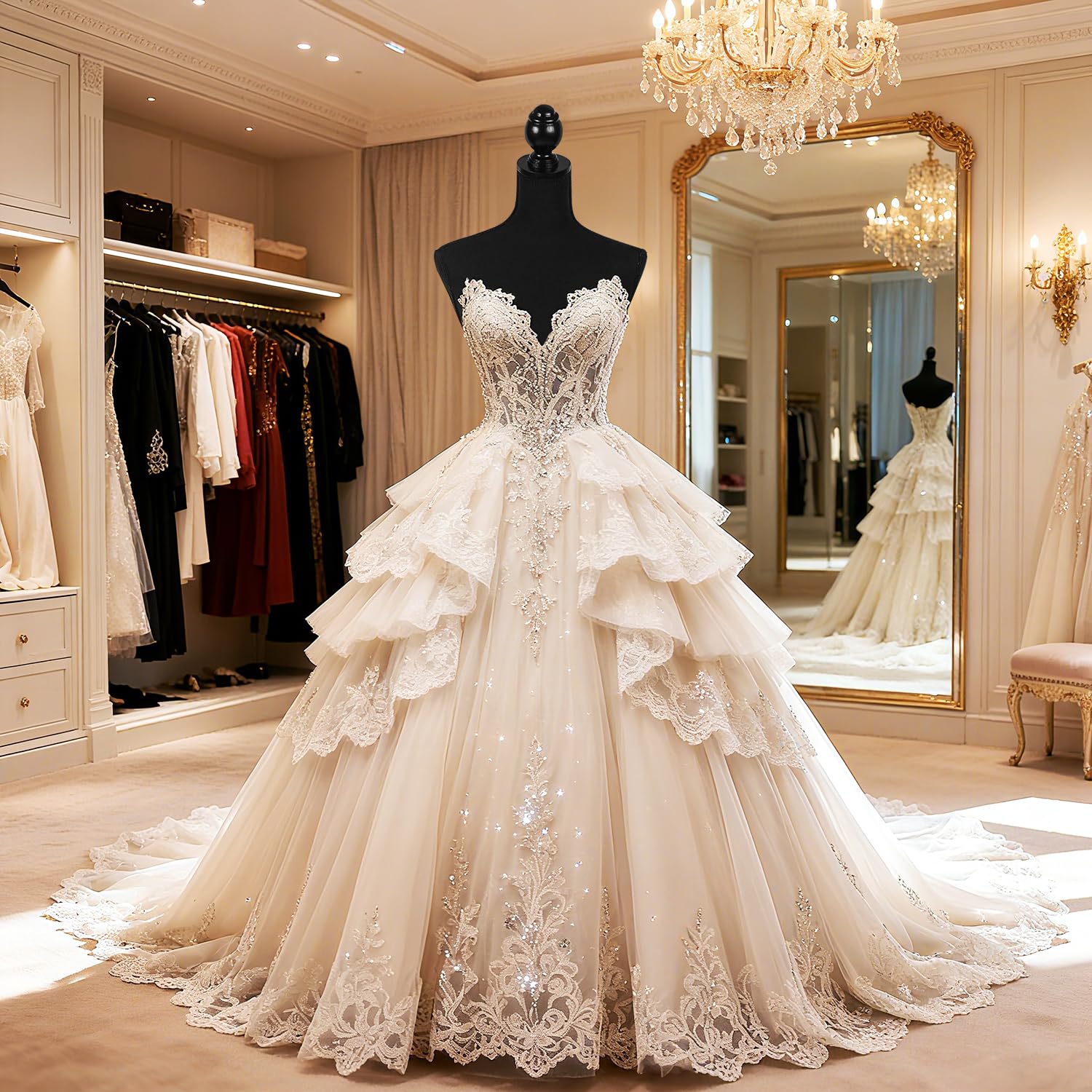 FDW Manikin 60”-67”Height Adjustable Female Dress Model Display Torso Body Tripod Stand Clothing Forms (Black)