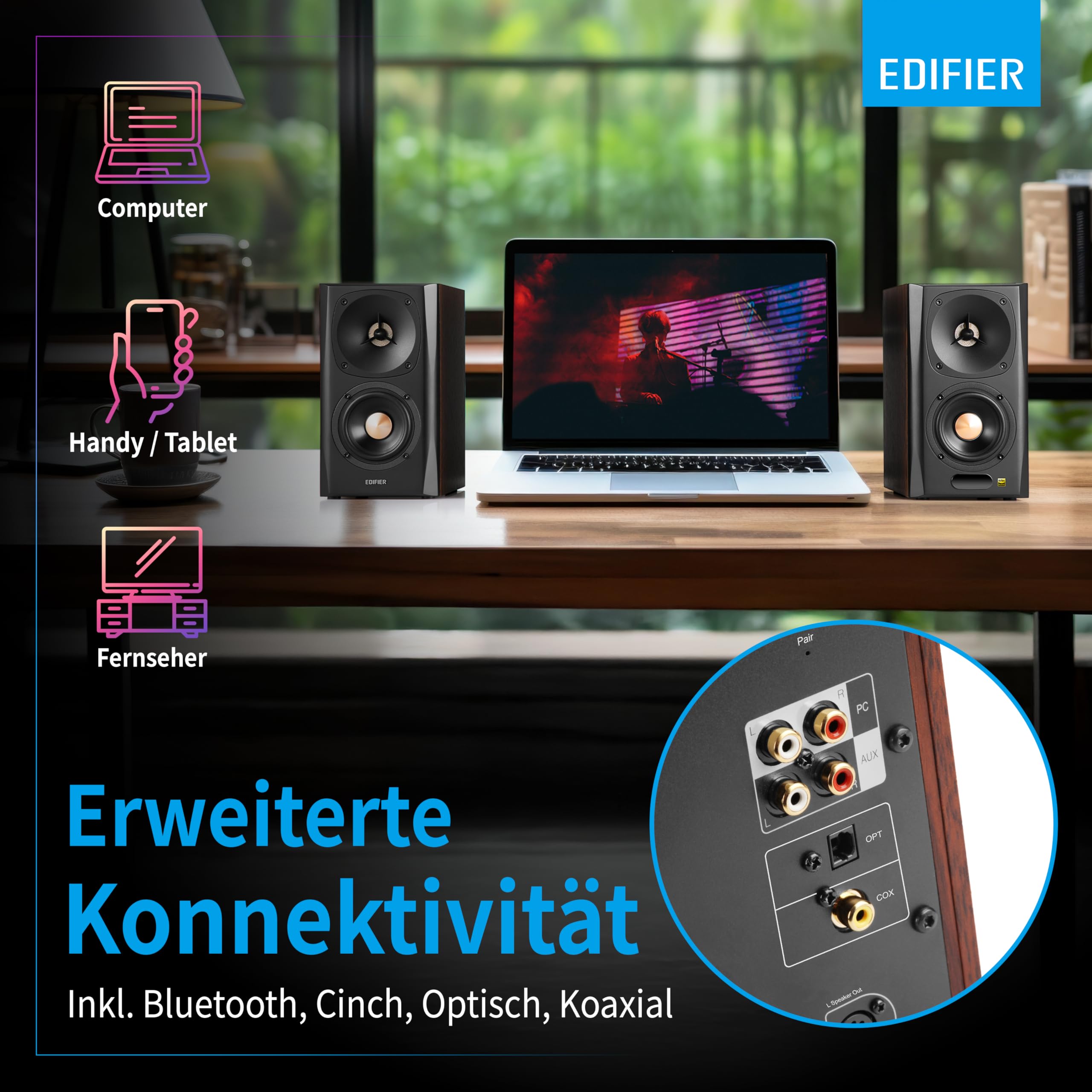 Edifier S360DB 2.1 Regellautsprecher und Subwoofer Lautsprechersystem Bluetooth V5.1 aptX kabelloser Sound für Arbeitszimmer, Wohnzimmer und kleine Räume 4