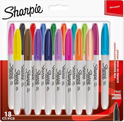 Sharpie Permanent Markers Fine Point Assorted 18 Count