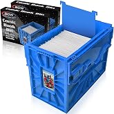 BCW Short Comic Book Bin, Holds 150 Comics Each, Blue, 2 Pack | Each acid-free plastic bin holds 150 Current or Silver Age comics with a locking lid, movable partition, and ID slot.