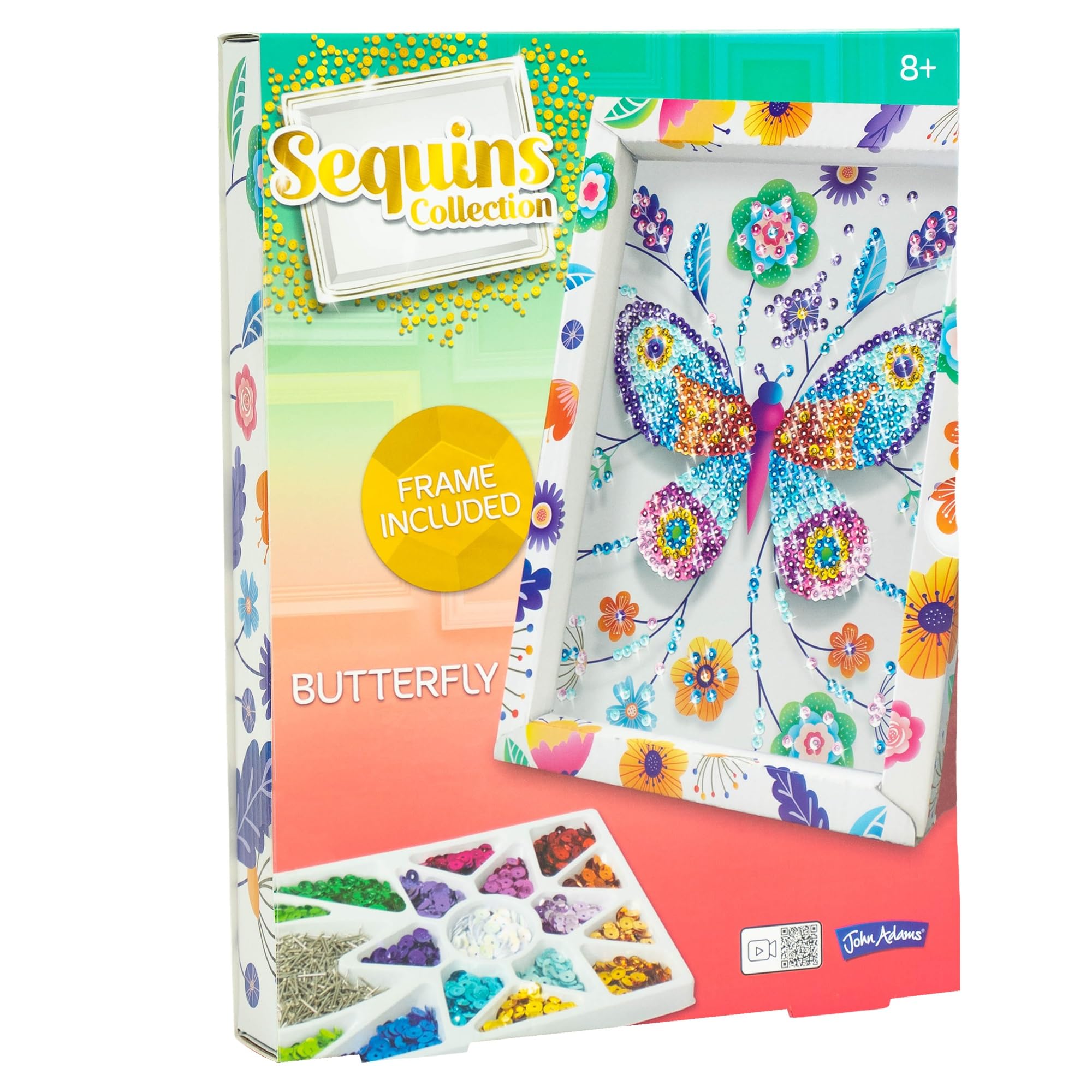 John Adams | Sequins Collection Butterfly: Make Sparkling Creations to Display! | Arts & Crafts | Ages 8+