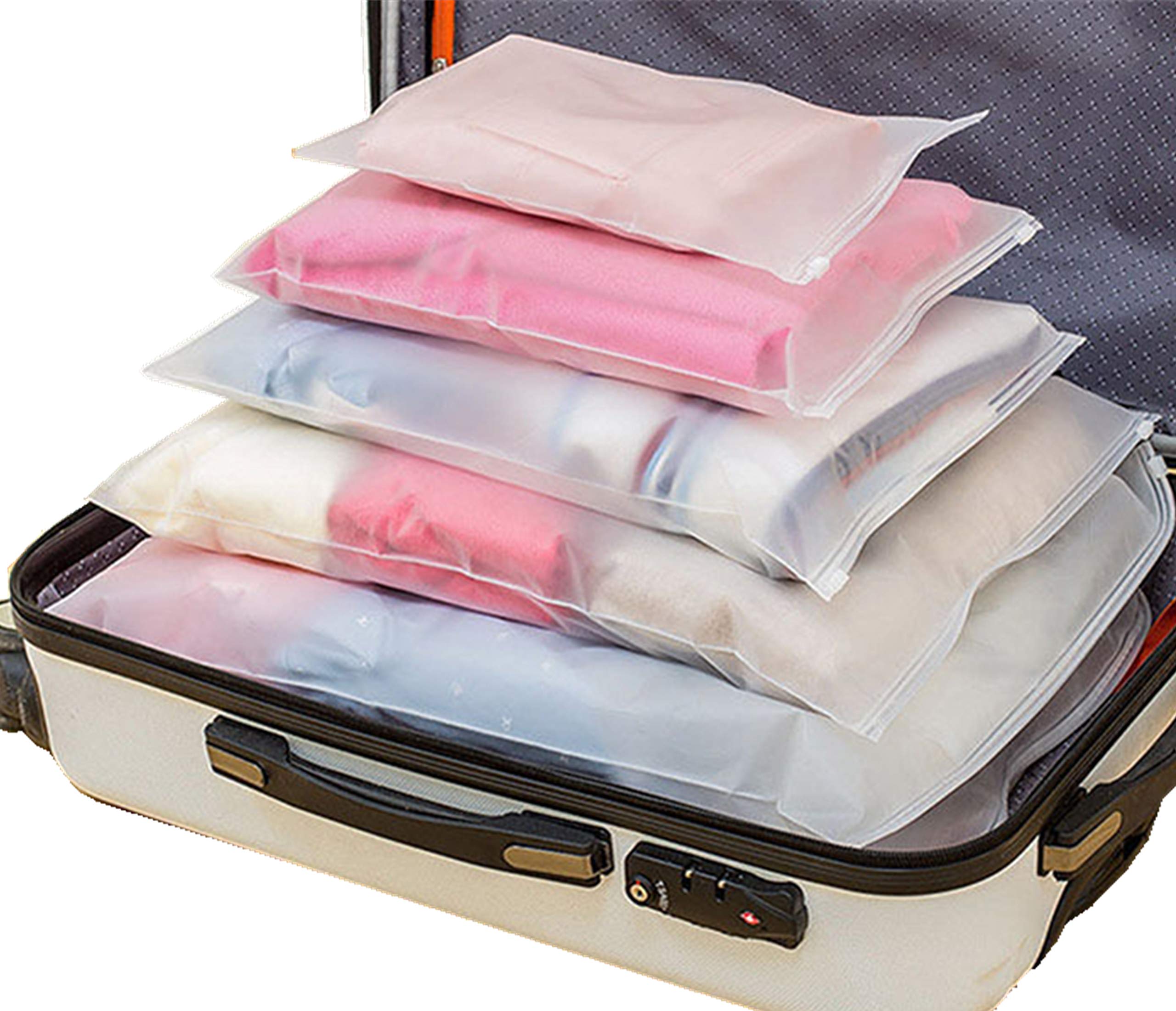 Mua Kleidertaschen 12 PCS Transparent Koffer Gepäck Aufbewahrung Taschen Organiser für trockene Kleidung, Schuhe, Unterwäsche, Kosmetik, Bücher, Süßigkeiten und andere Zubehör trên Amazon Đức chính hãng 2026