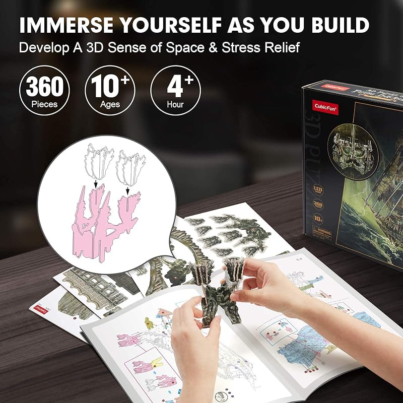 Puzzle 3D Holandés Errante con LED, 360 Piezas