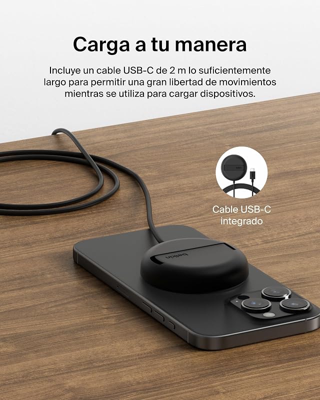 Carregador sem fios compatível com MagSafe, base de carregamento magnético de 15W, Certificação Qi2, iPhone 17, Air, Samsung Galaxy S25, Pixelsnap e AirPods - Sem fonte de alimentação - Preto