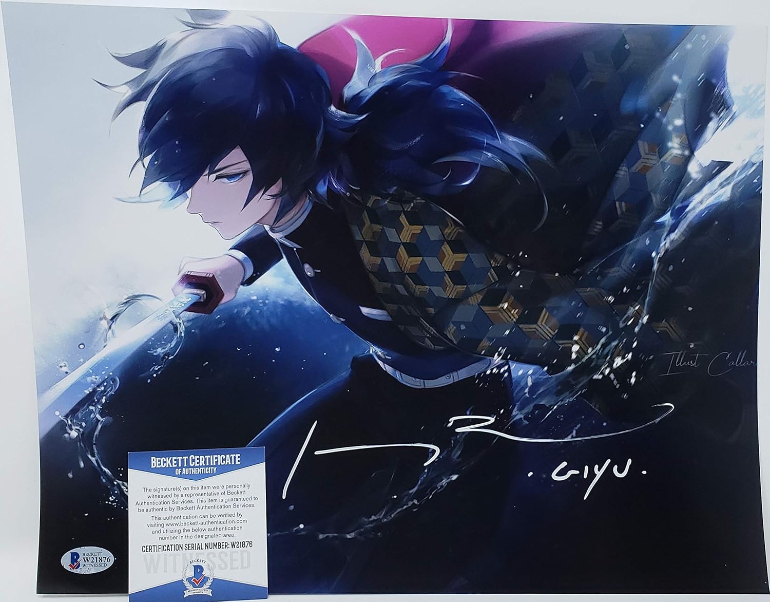 Johnny Yong Bosch autographed 11x14 Poster Photograph Giyu Tomioka Demon Slayer Anime Beckett