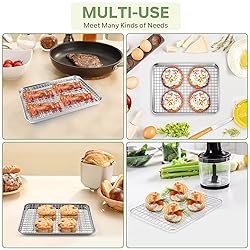 TeamFar Toaster Oven Pan with Rack Set, 9’’ x