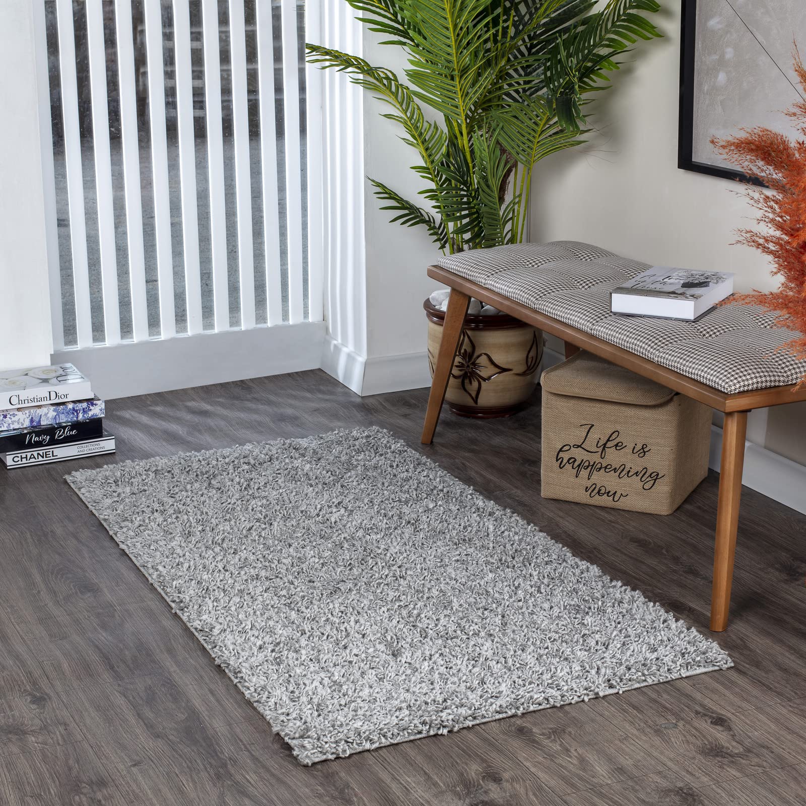 Livabliss Home Shaggy Rug - Modern Runner Rugs Living Room, Hallway 80x150 cm, Soft Shaggy Rugs for Bedroom - Neutral Boho Fluffy Rug, Easy Care Plush Thick Pile - Grey