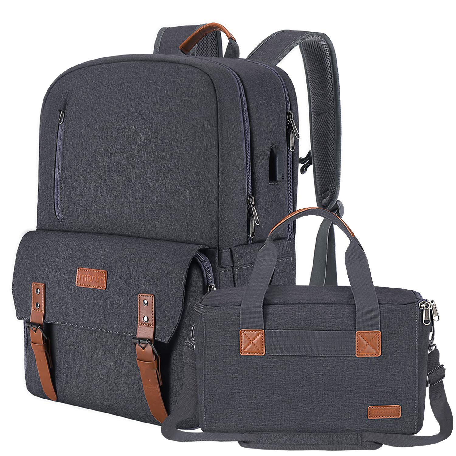 MOSISO Camera Backpack 17.3 inch, DSLR/SLR/Mirrorless Case with Laptop Compartment&Built-in Photography Insert Bag&USB-Charging Port&Rain Cover Compatible with Canon/Nikon/Sony/Laptop, Space Gray