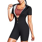 Junlan Waist Trainer Sauna Suit for Women Ribbed Full Body Sweat Suit Shirt