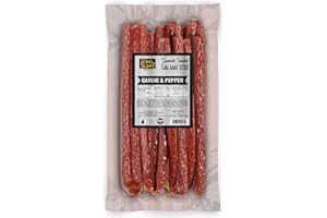 Long John Snacks Dried Salami Sticks - Christmas Gift, Stocking Stuffer, White Elephant, Secret Santa & Festive Holiday Party Snack - Handcrafted Gourmet Smoked Meat Sticks - Garlic & Pepper, 16 oz