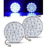 Partsam 4 inch Round Tail Light 21-2835 LEDs Blue Auxiliary Lights Cargo Load Light with 1157 Socket TPE Gasket Clear Lens Replacemnet for Freightliner Kenworth Peterbilt, 12V IP67 Waterproof 2pcs