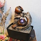 Ferrisland Tabletop Water Fountain Indoor - Tree Trunk with Jar Rustic Fountains Small Feng Shui Zen Waterfall Fountain W/LED