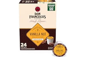 Don Francisco's Vanilla Nut Flavored Coffee - 24 K-Cup Compatible Single-Serve Pods - 100% Arabica, Smooth, Rich Flavor and Nutty Notes - Compatible with Keurig Brewers