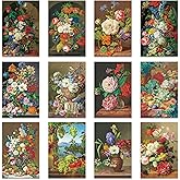 Berkin Arts 12 All Occasion Classic Art Greeting Cards Gift Cards Bundle with 12 Envelopes, 4x6 Inch Flower Floral Assorted Miscellaneous Designed, Thank You Cards, Engagement Cards, Cute for Wife