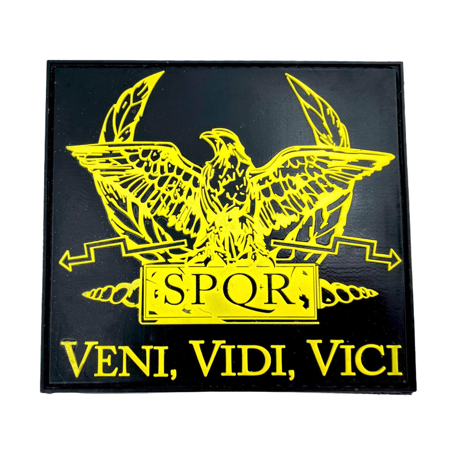SPQR Ancient Roman Republic Veni Vidi Vici PVC Airsoft Paintball Patch (Yellow)