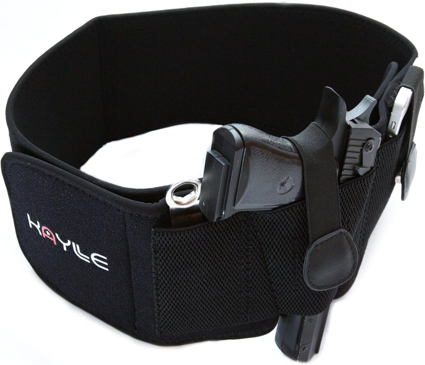 Kaylle Belly Band Holster for Concealed Carry (Upgraded) - Most Comfortable Neoprene Inside Waistband Holster with Elastic Hand Gun Holder - for Men & Women - Fits Glock, Ruger, Sig Sauer, S&W M&P