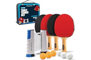 PRO SPIN All-in-One Ping Pong Set - Retractable Ping Pong Net for Any Table (72"), Ping Pong Paddles and Balls, Storage Case - Portable Table Tennis Family Games, Gifts for Boys & Girls