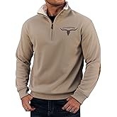 VOGSTART Men's Aztec Quarter Zip Pullover Fleece-Lined Western Country Cowboy Vintage Graphic Sweatshirt (S-XXL)
