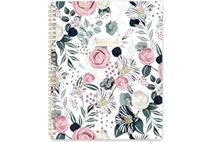 SHOPARR Spiral Notebook - Notebooks Spiral Bound, 8.5" * 11", Journal Notebook with Thick Paper & Back Pocket, 110 Pages, with Twin-Wire Binding, Journals for Women, College Ruled Notebooks - Floral
