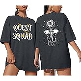 Book Oversized Shirts for Women Quest Squad Graphic Shirt Fantasy Book Tshirt Bookish Short Sleeve Tops