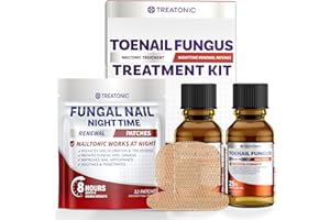 Treatonic Toenail Fungus Treatment Kit: Extra Strength Antifungal Nail Repair Solution with 25% Undecylenic Acid (30 mL) & 32 Nighttime Renewal Patches - Repairs Damaged & Restores Discolored Nails