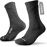 ASTTRISE Compression Running Socks, 3 Pairs, Athletic Crew Socks, Anti-Blister Moisture Wicking Cushion Sport Socks